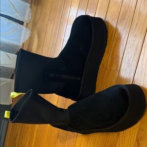 UGG Black Boots with Yellow Pull Tabs